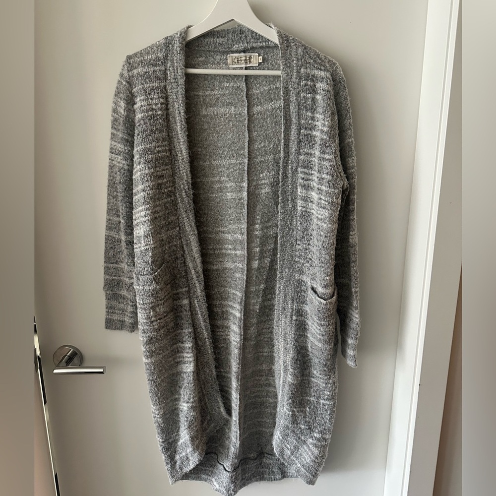 Cozy Gray Open-Front Sweater